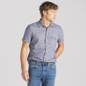 Linear Slub Twill Shirt (Navy   Cream)