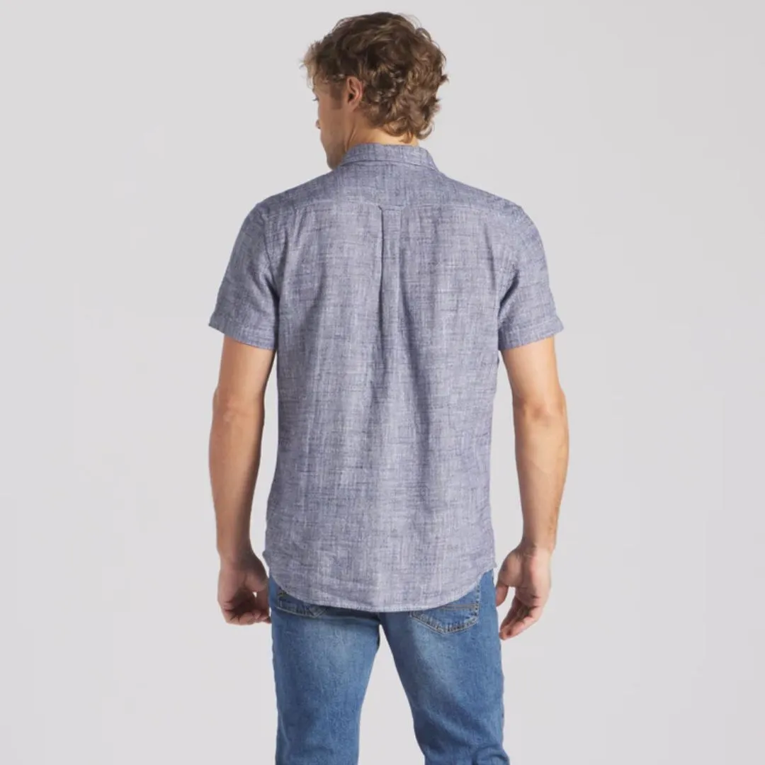 Linear Slub Twill Shirt (Navy   Cream)