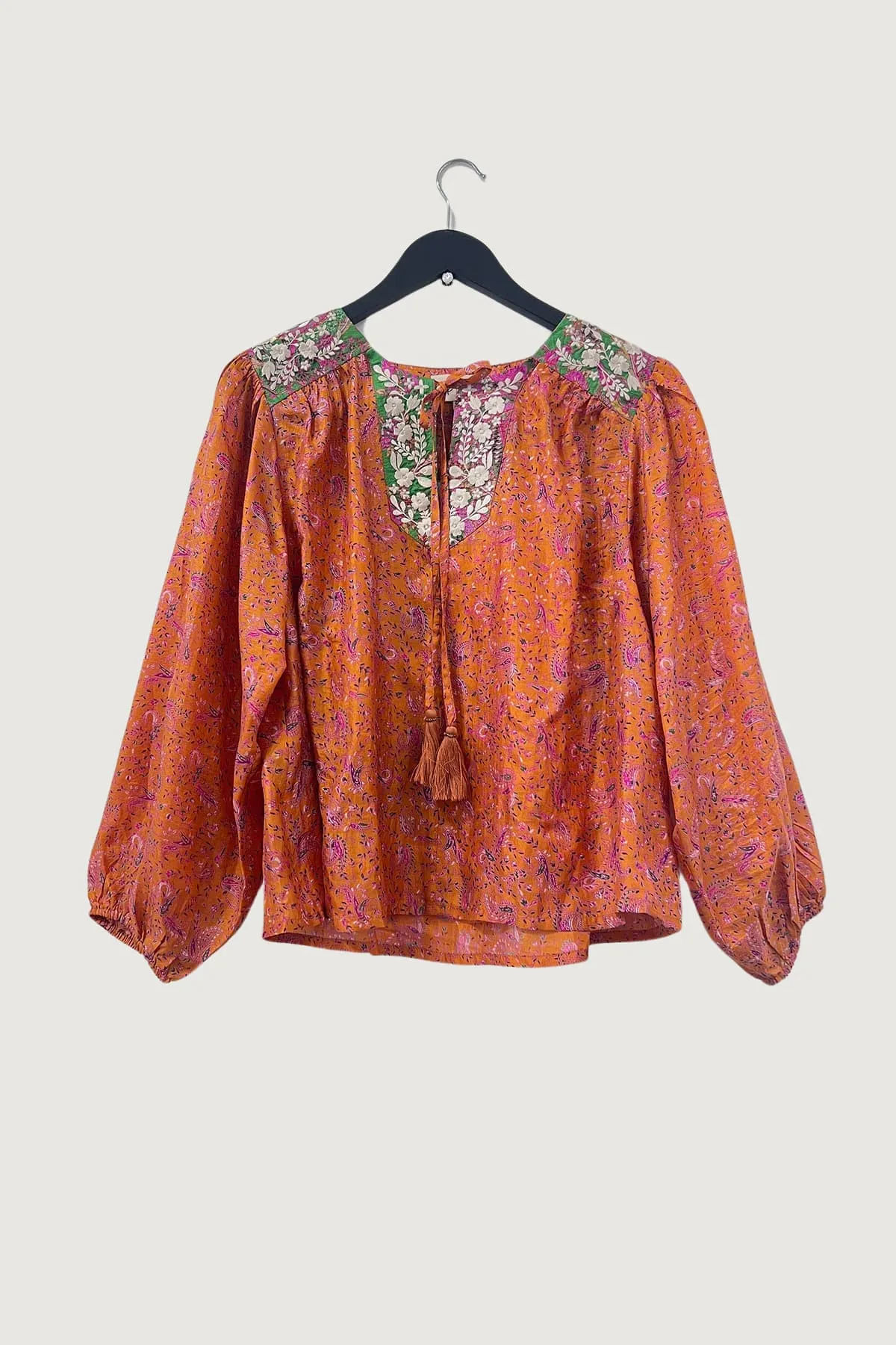 Lolita Embroidered Silk Top | Mandala Gardens