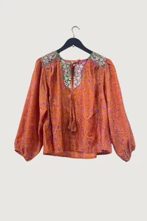 Lolita Embroidered Silk Top | Mandala Gardens