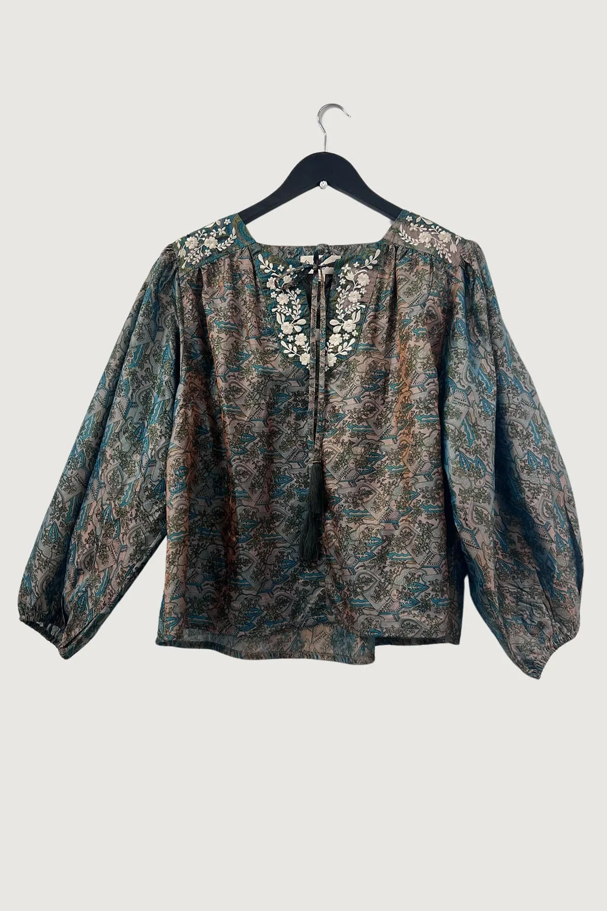Lolita Embroidered Silk Top | Persian Gardens