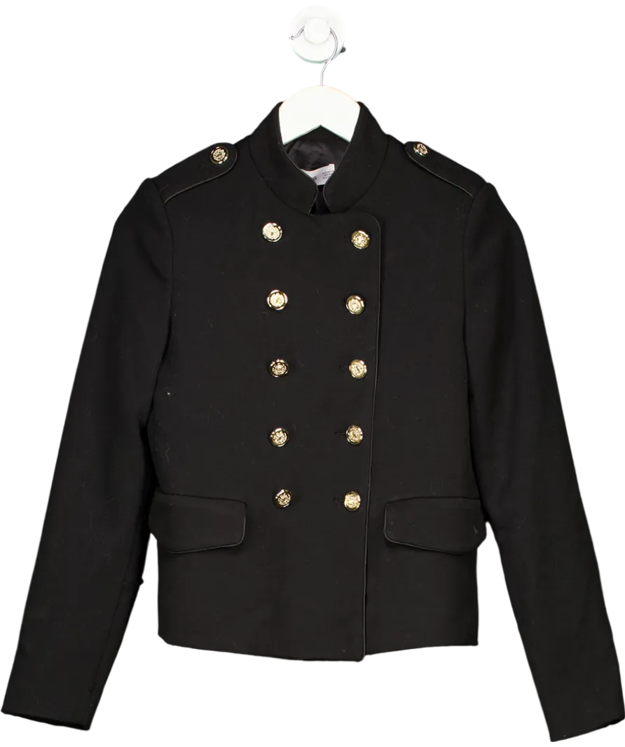 MANGO Black Military Style Jacket UK XS
