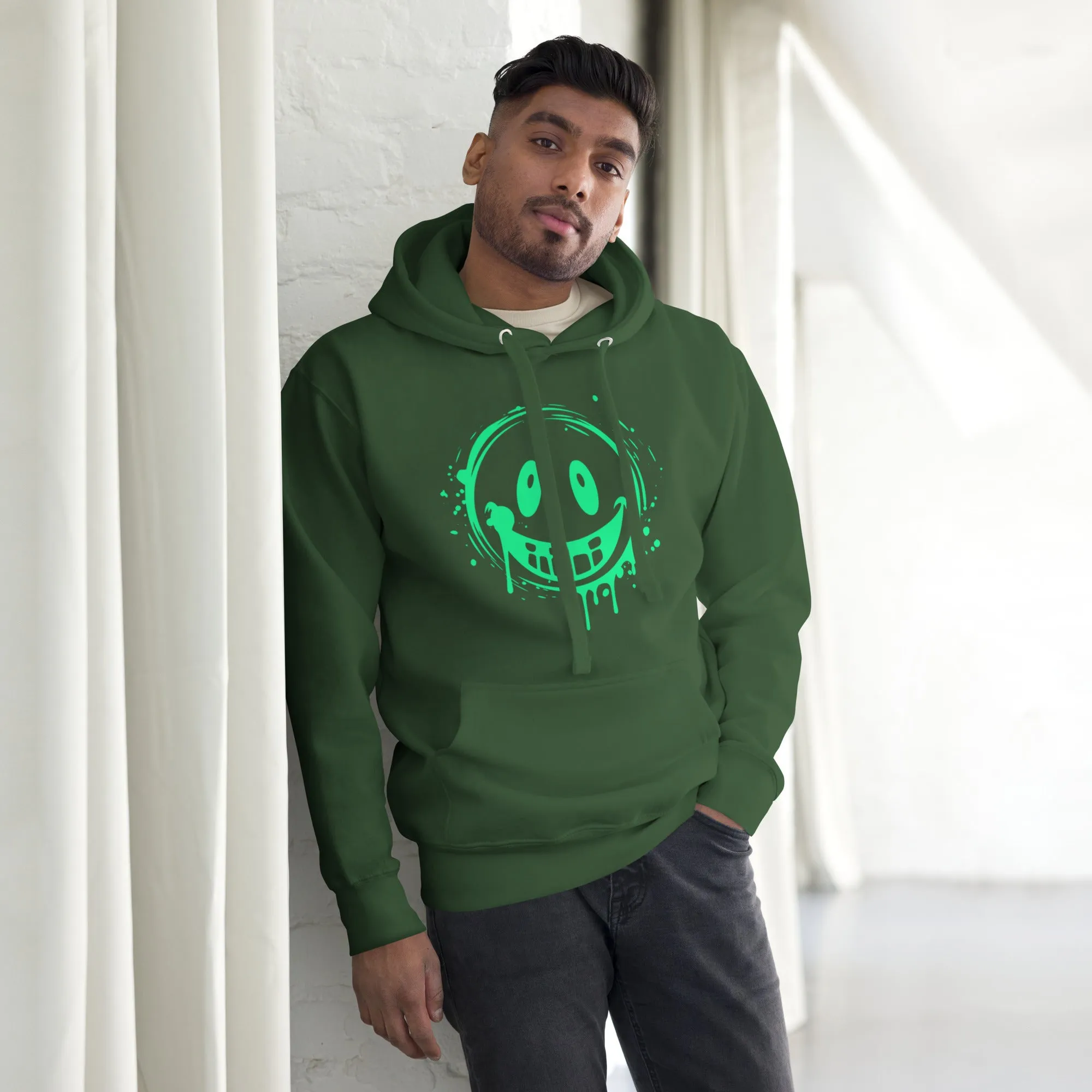 Men's Green Smile Hoodie – Stylish, Comfortable, and Fun