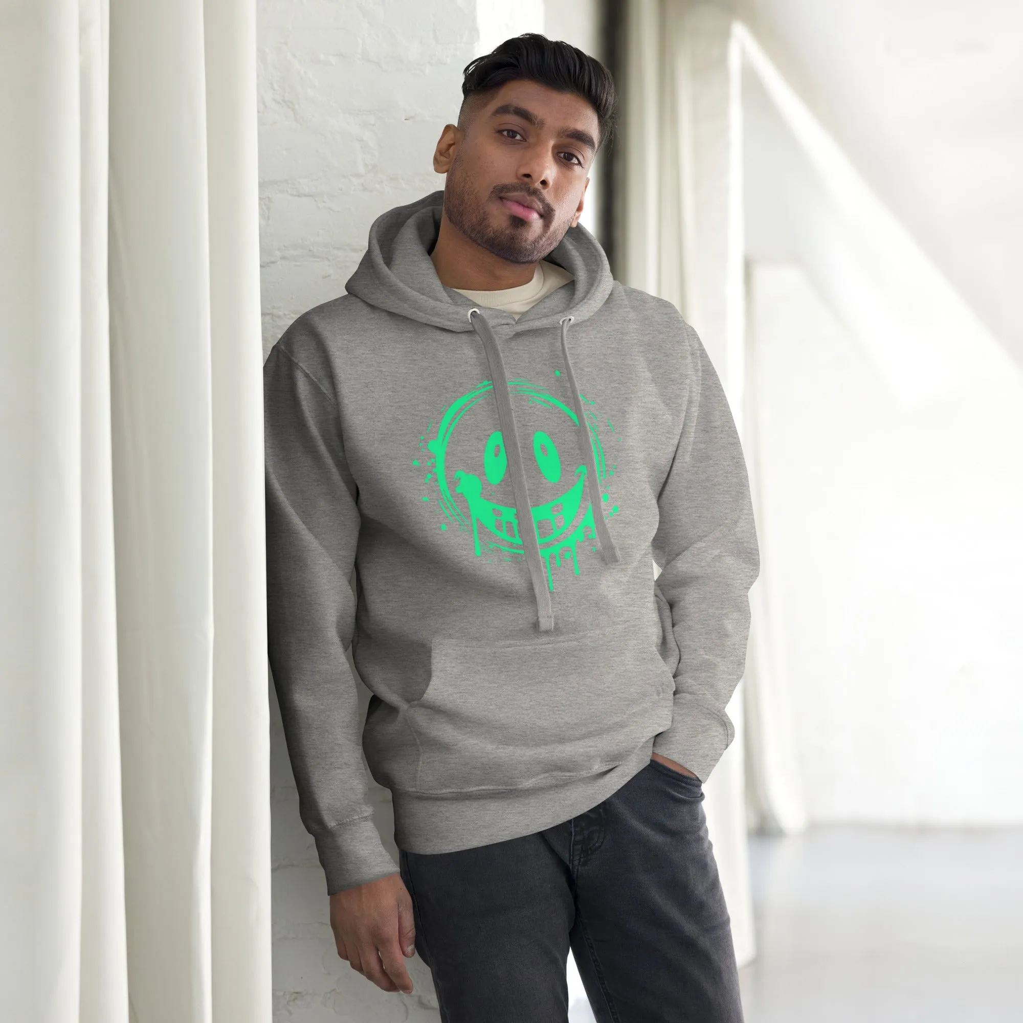 Men's Green Smile Hoodie – Stylish, Comfortable, and Fun