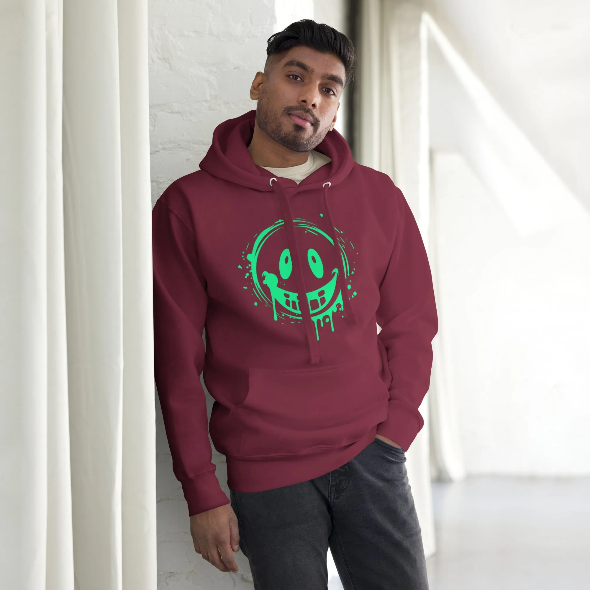 Men's Green Smile Hoodie – Stylish, Comfortable, and Fun