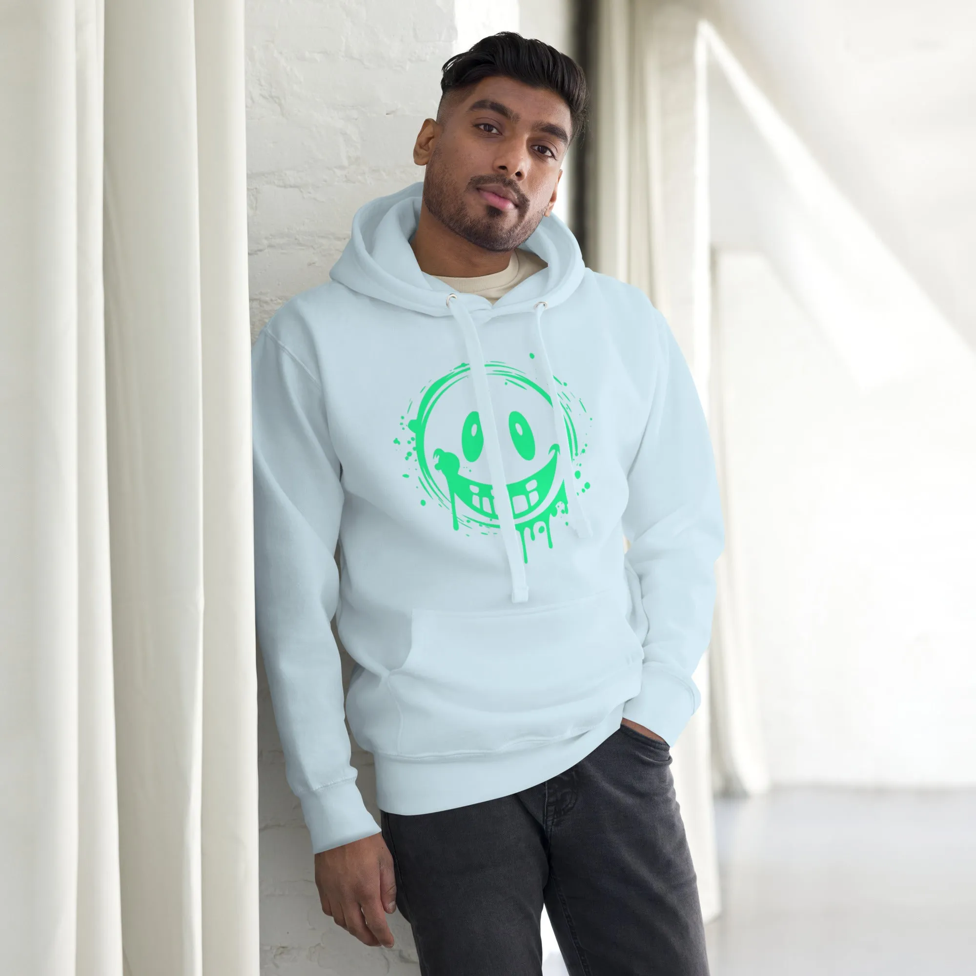 Men's Green Smile Hoodie – Stylish, Comfortable, and Fun
