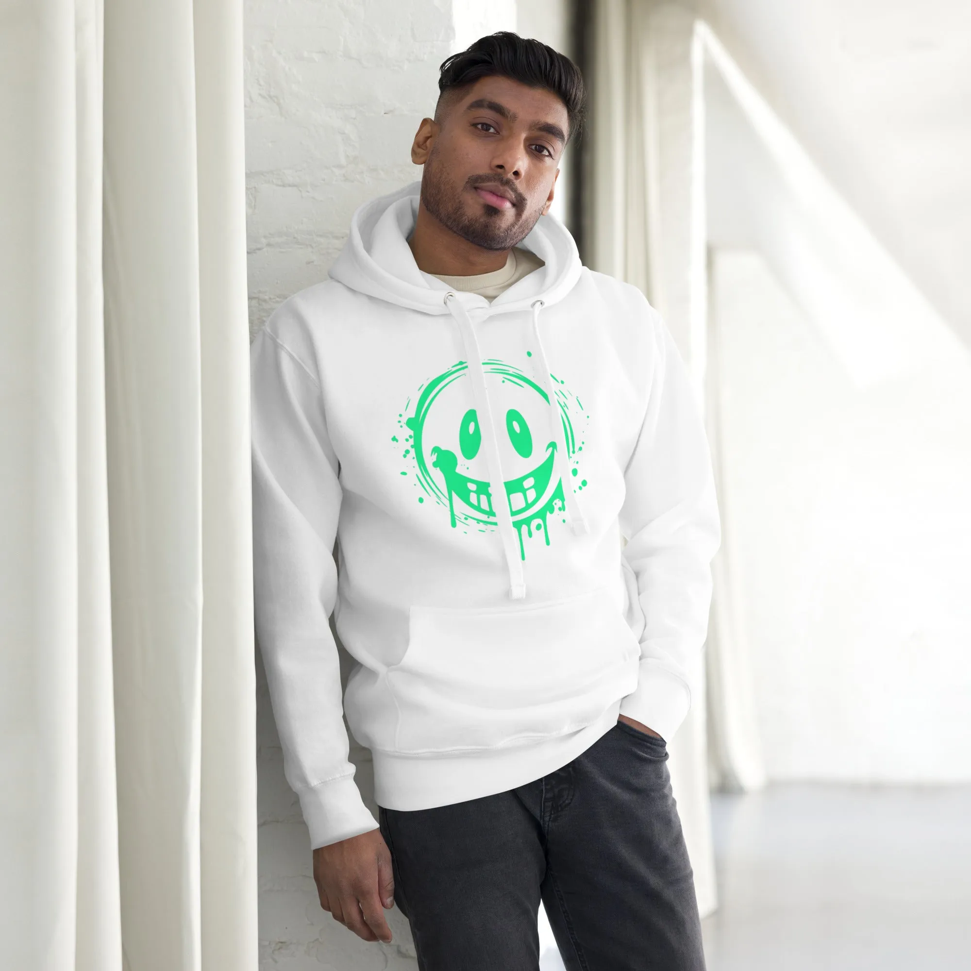 Men's Green Smile Hoodie – Stylish, Comfortable, and Fun