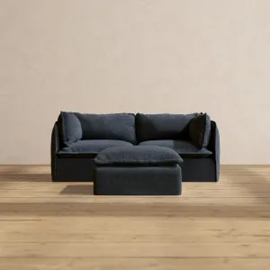 Modular Performance 2-Seater   Ottoman in Indigo | Relaxed Blend