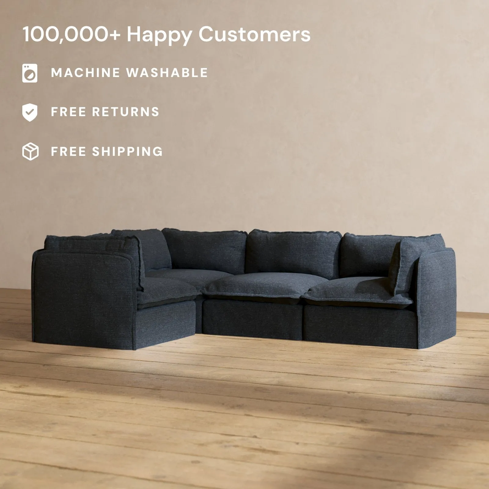 Modular Performance 4-Seater Corner Sectional in Indigo | Relaxed Blend