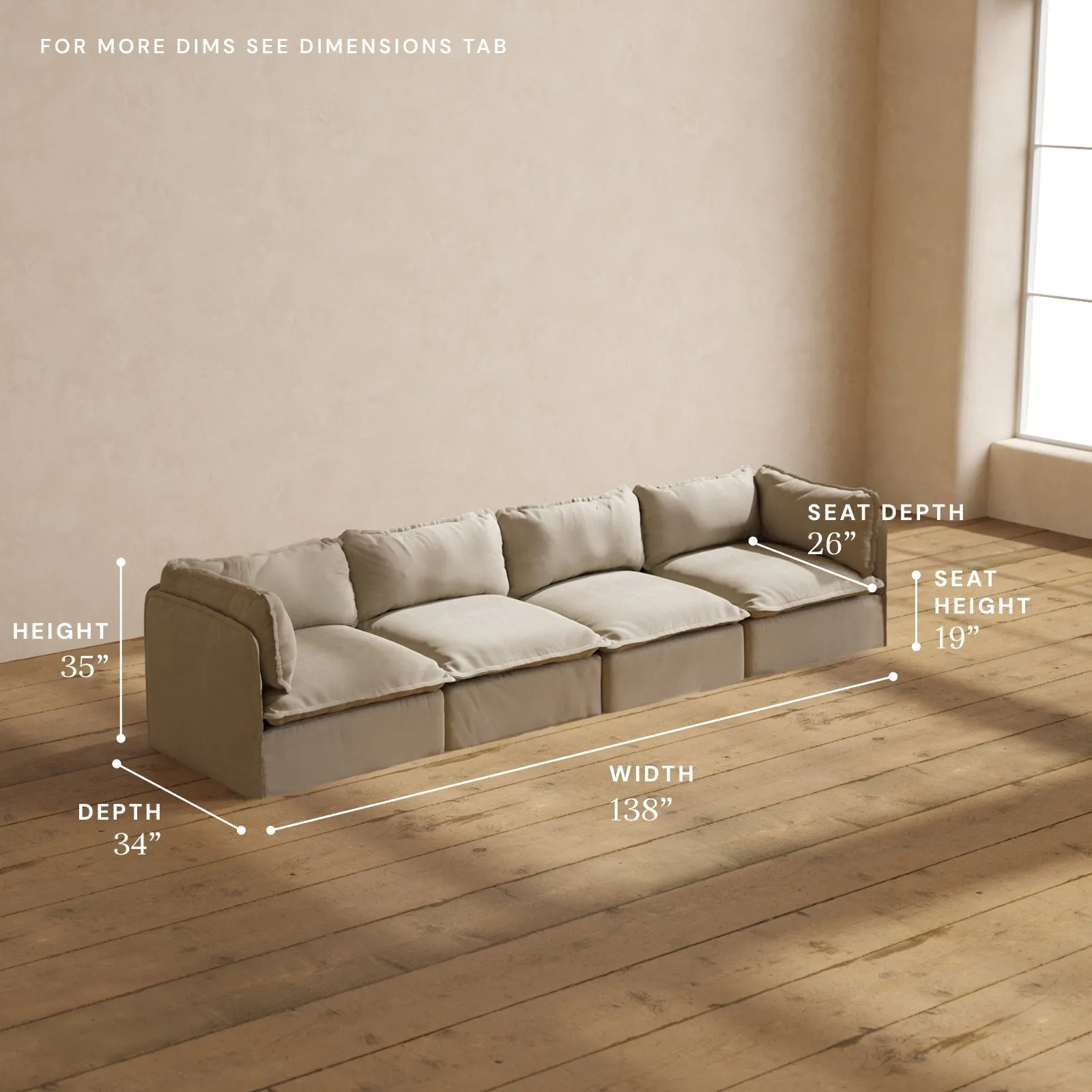 Modular Performance 4-Seater in Dune | Relaxed Blend