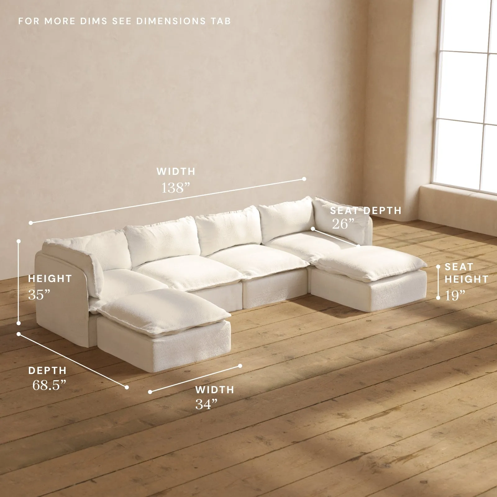 Modular Performance 4-Seater U-Sectional in Mousse | Relaxed Blend