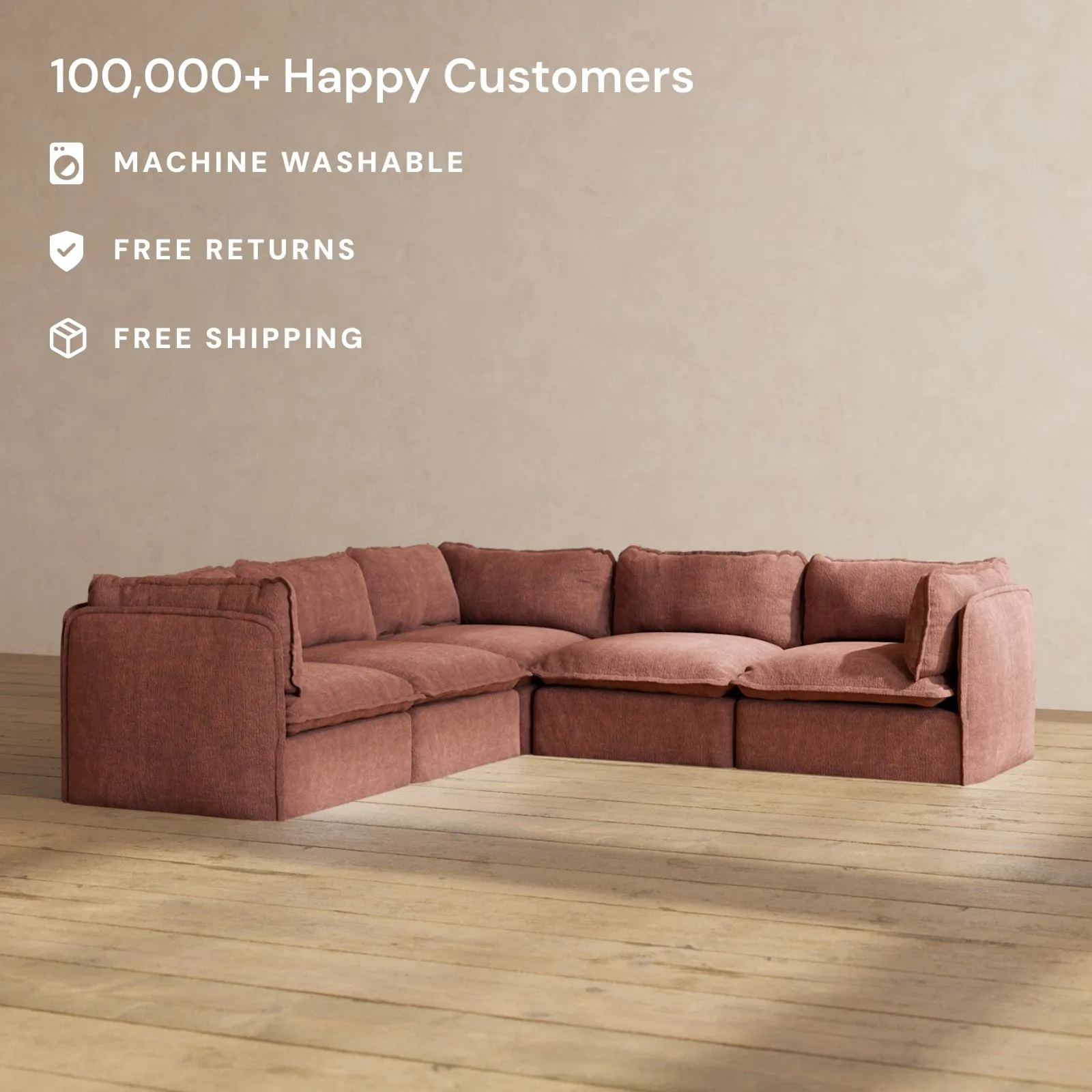 Modular Performance 5-Seater Corner Sectional in Chestnut | Relaxed Blend