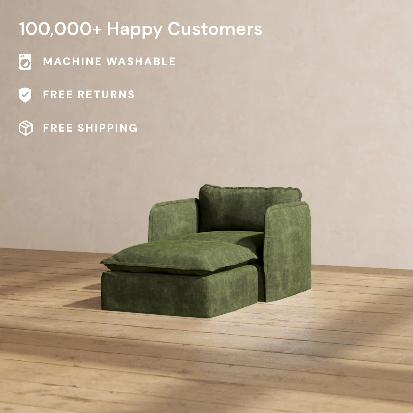 Modular Performance Chaise Armchair in Olive | Relaxed Blend