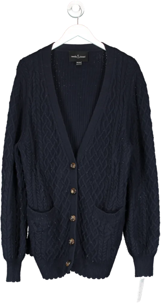 Needle & Thread Blue Elsie Cable Longline Cardigan One Size