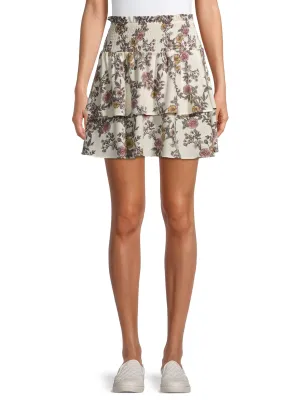 No Boundaries Juniors' Ivory Double Tiered Ruffle Skirt