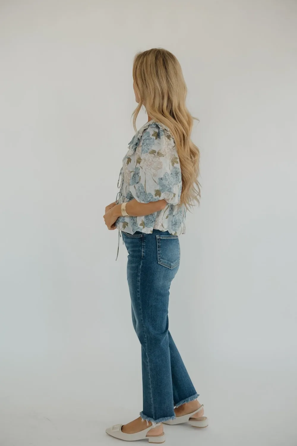 Paige Blue Peony Oversized Collar Blouse