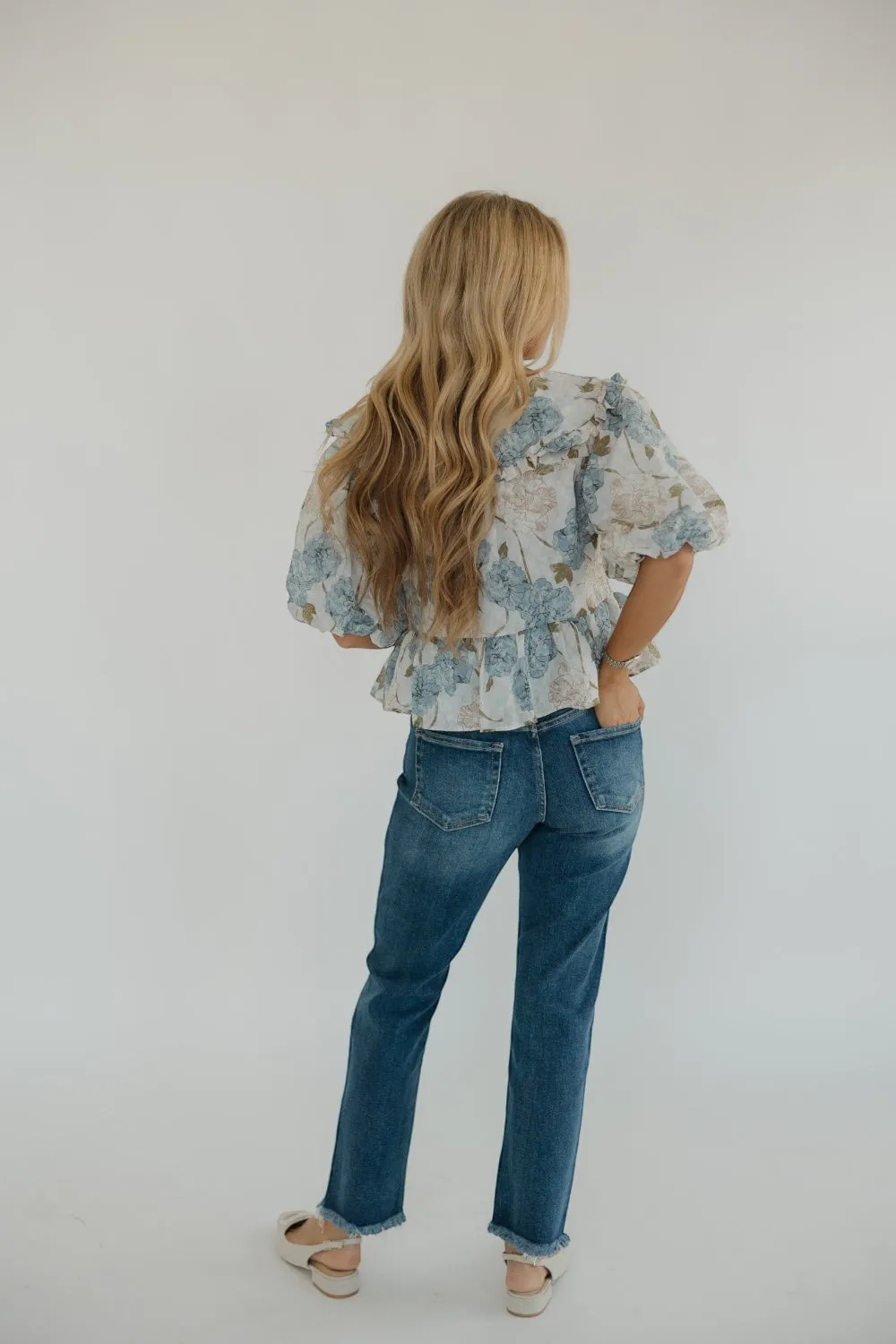 Paige Blue Peony Oversized Collar Blouse