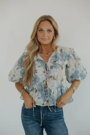 Paige Blue Peony Oversized Collar Blouse