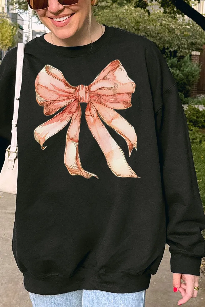 Peach Watercolor Bow Unisex NuBlend Crew Sweatshirt