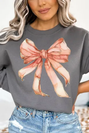 Peach Watercolor Bow Unisex NuBlend Crew Sweatshirt