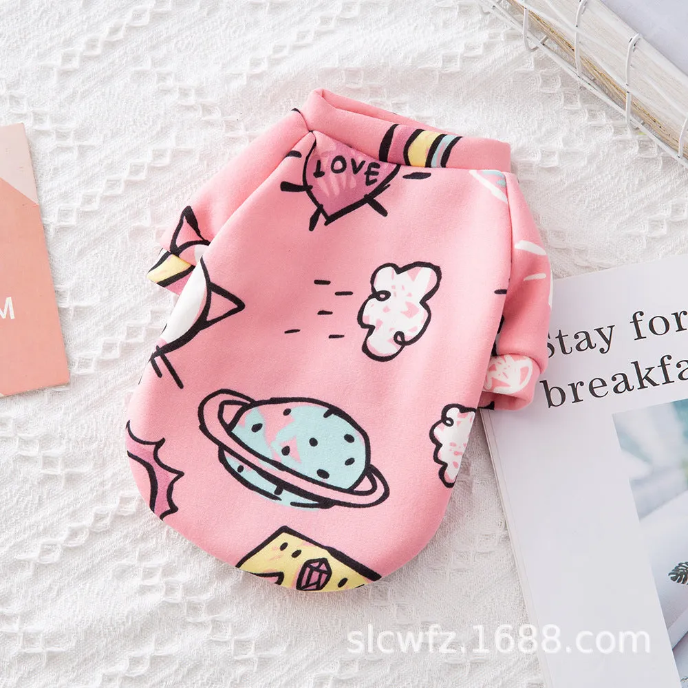 Pet Clothes Cartoon Fleece Sweater Dog Clothes Comfortable Velvet