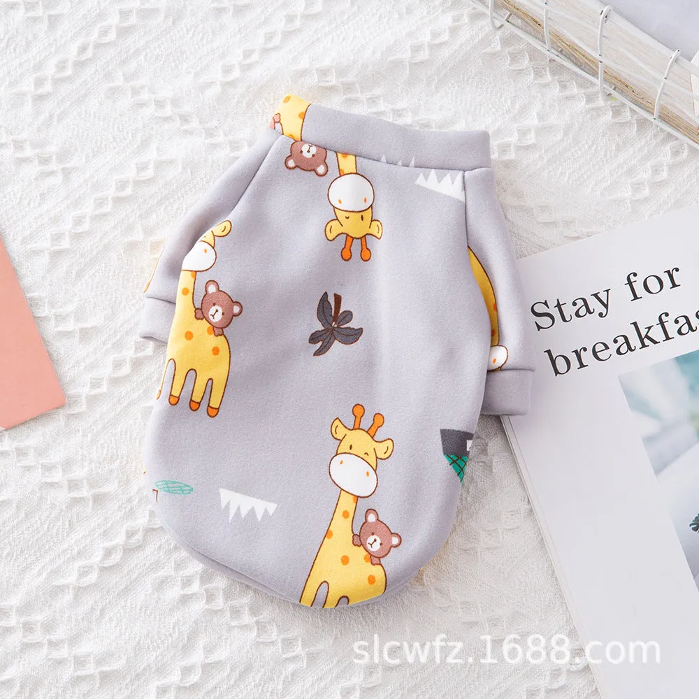 Pet Clothes Cartoon Fleece Sweater Dog Clothes Comfortable Velvet