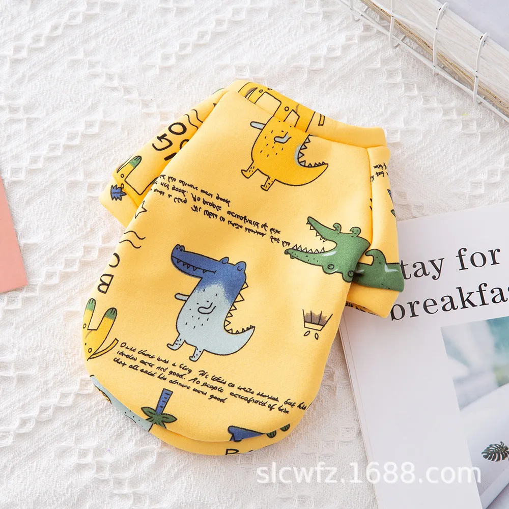 Pet Clothes Cartoon Fleece Sweater Dog Clothes Comfortable Velvet