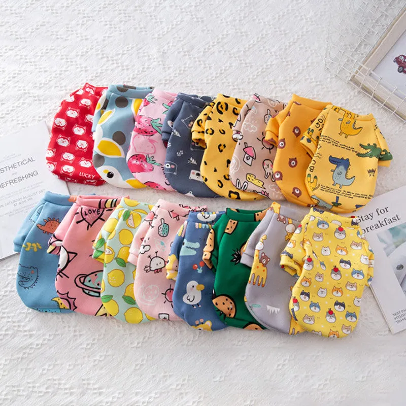 Pet Clothes Cartoon Fleece Sweater Dog Clothes Comfortable Velvet