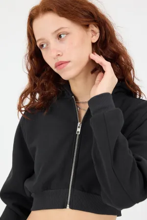 Raised Hooded Crop Sweatshirt