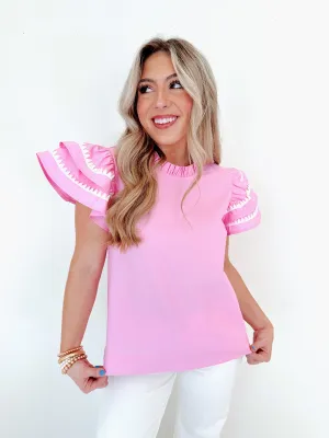 Raylynn Ruffle Trimmed Top - Pink