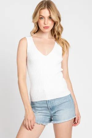 Ribbed Knit V-Neck Top