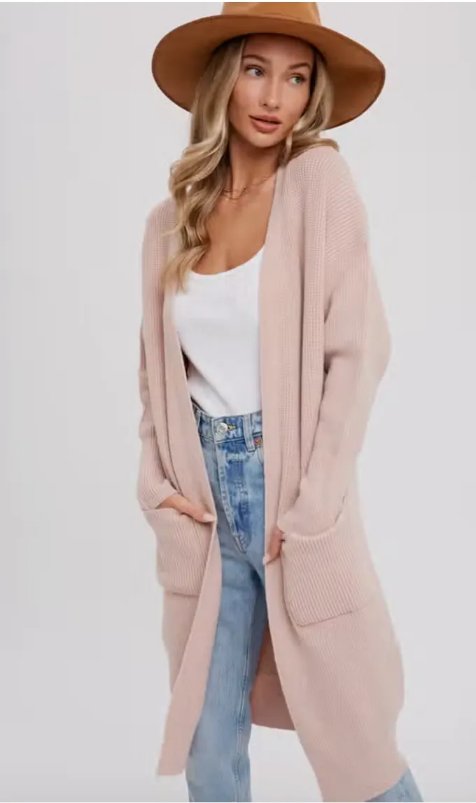 Ribbed Open Front Cardigan