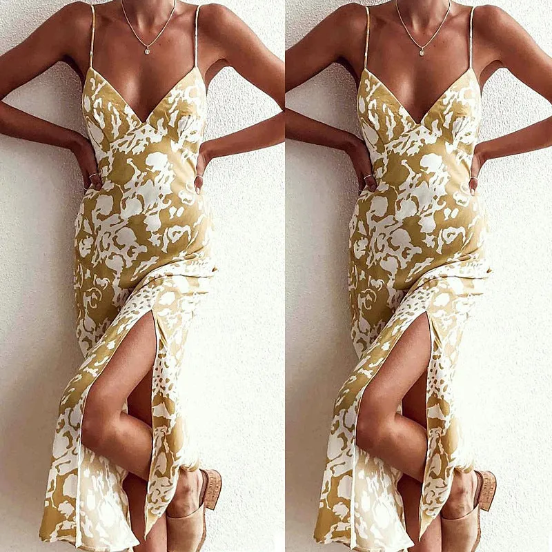 Sexy Camisole Print V-neck Dress