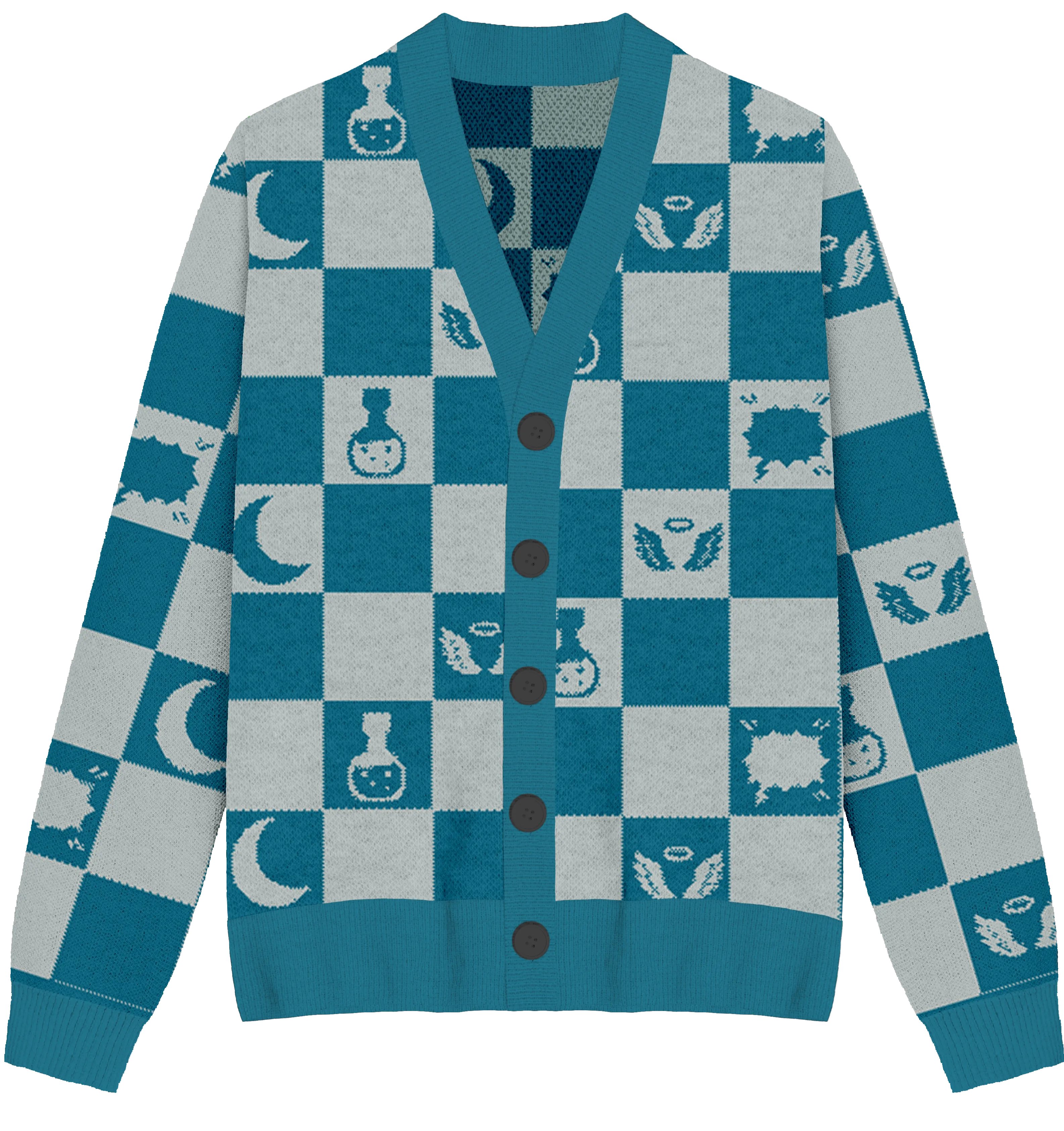 Snow Angel Checkered Knit Cardigan