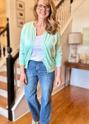 Sophia Soft 3/4 Sleeve Cardigan - Mint