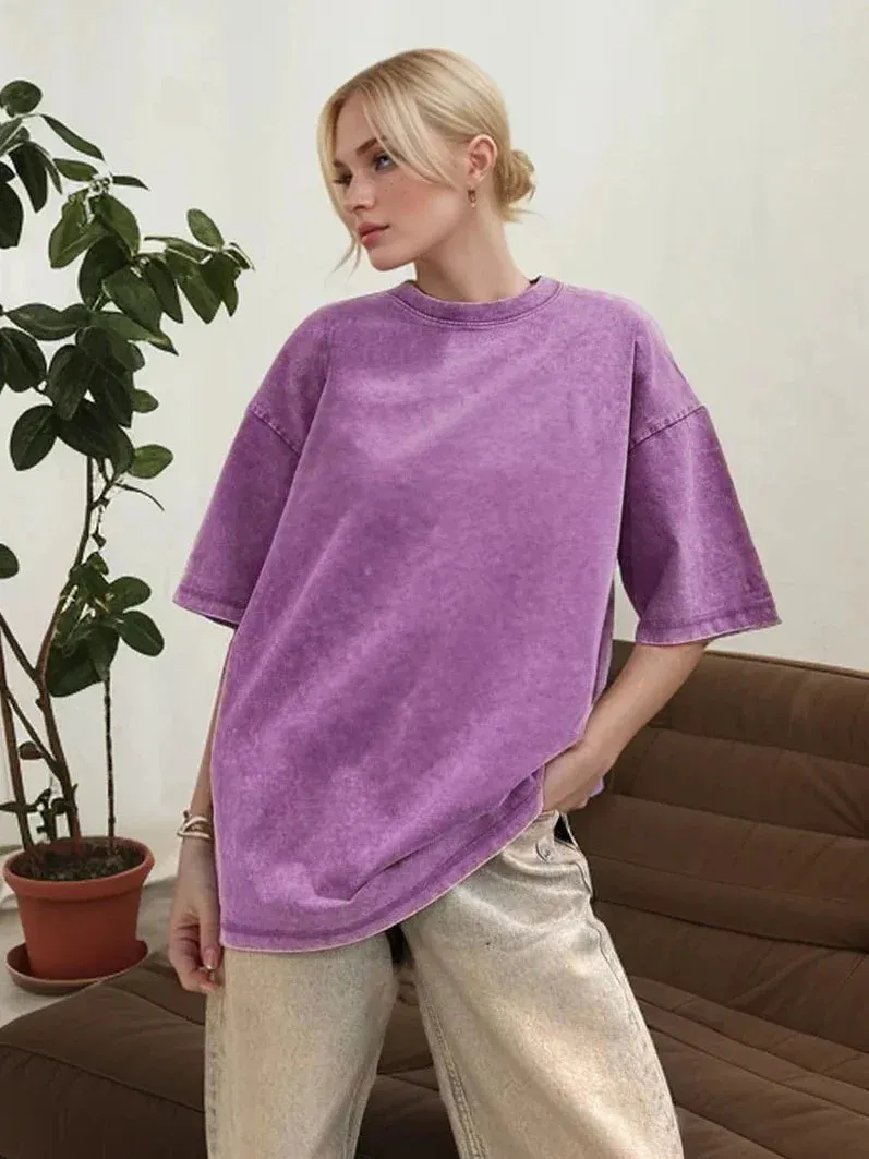 Summer Casual Colorful Loose Cotton Women's T-shirt