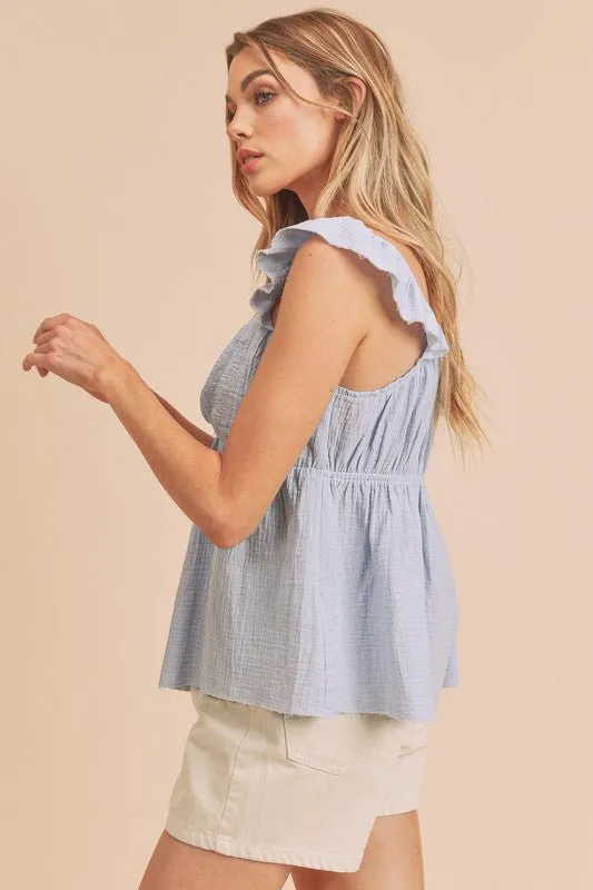 Sweetheart Neck Ruffled Strap Top