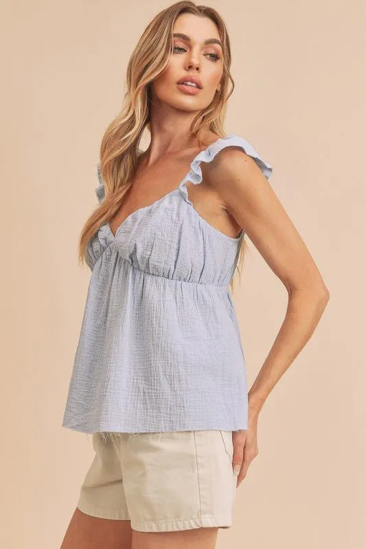 Sweetheart Neck Ruffled Strap Top