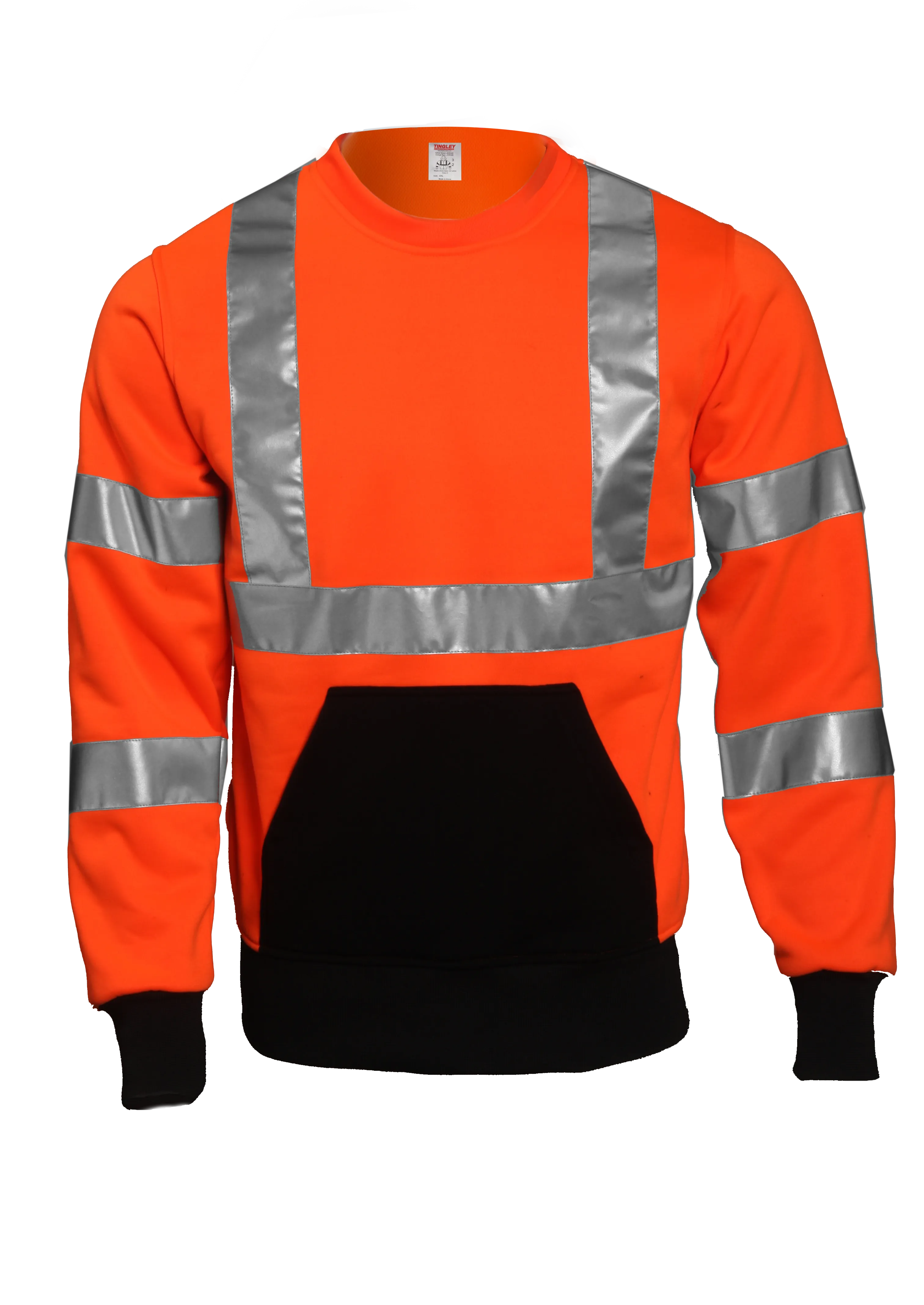 Type R Class 3 Sweatshirt - Fluorescent Orange-Red - Crew Neck - 1 Pouch Pocket - Silver Reflective Tape