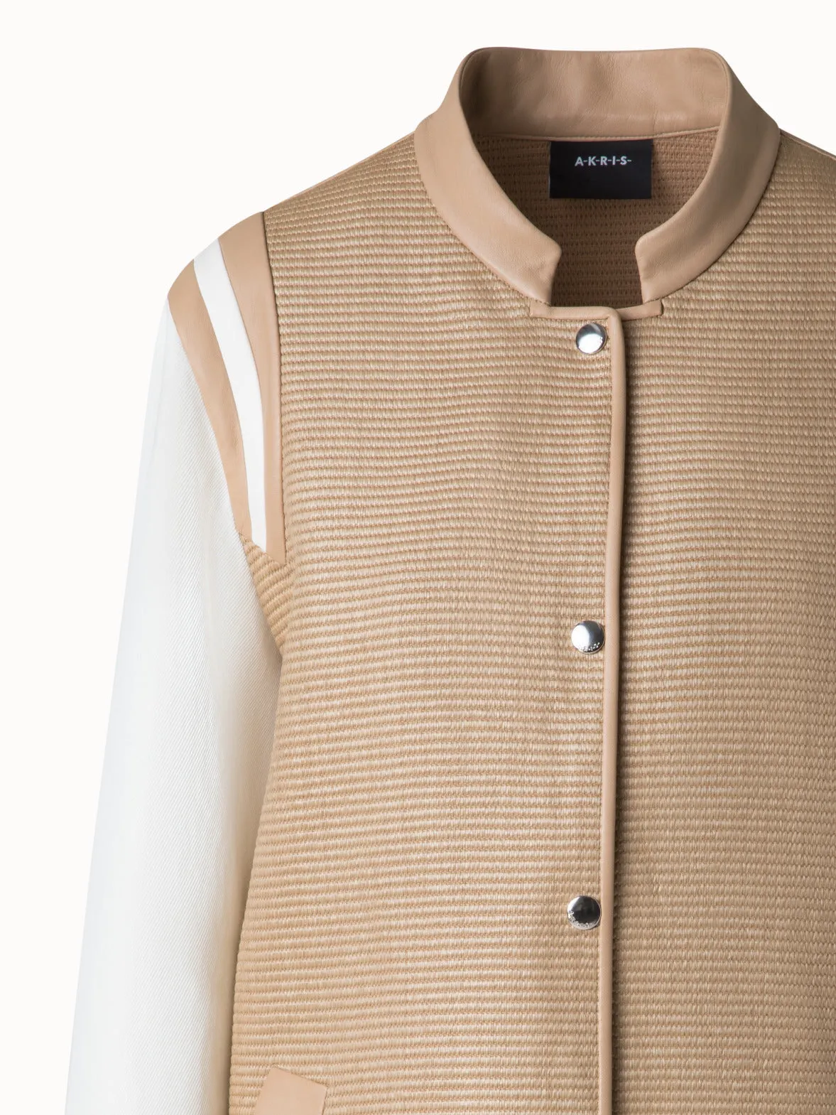 Varsity Jacket in Cotton Raffia and Leather