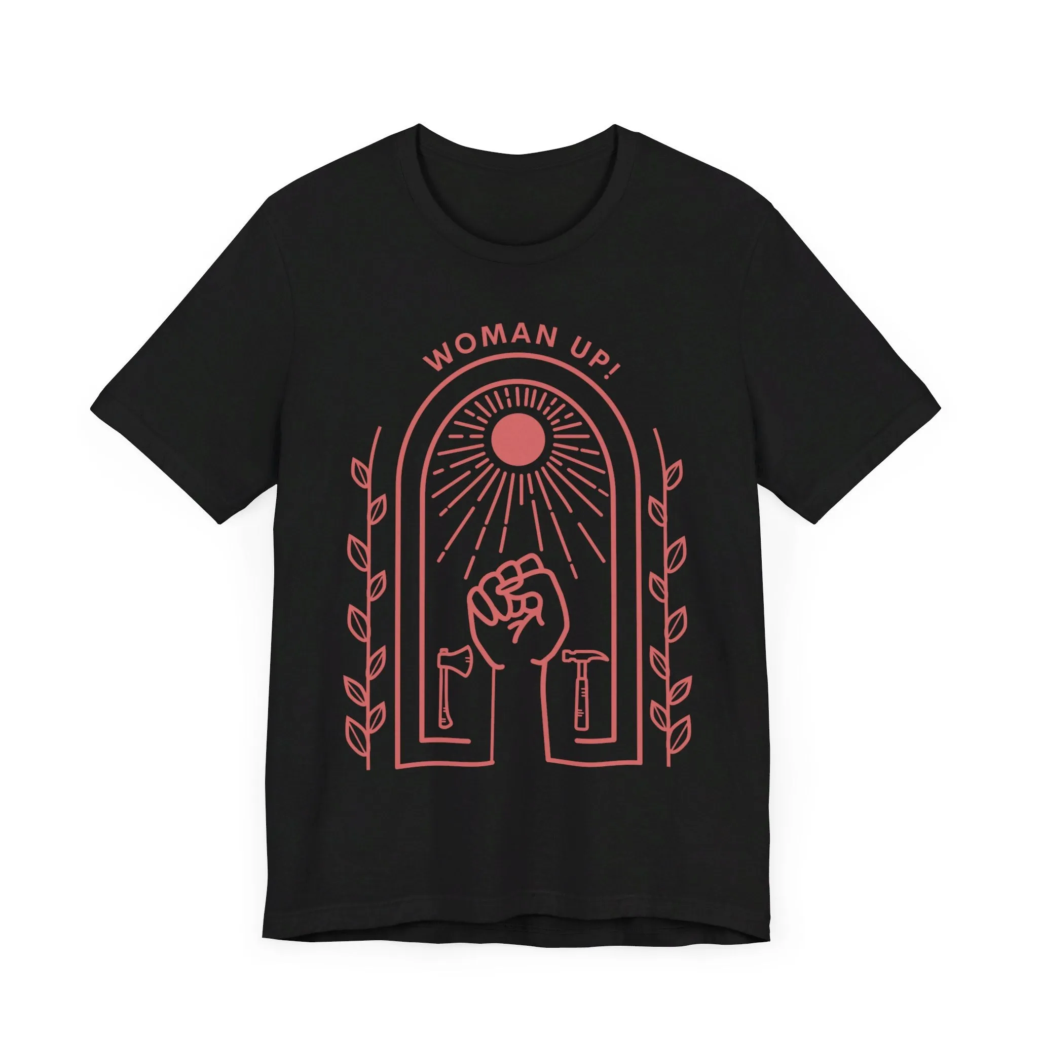 Woman Up T-Shirt for Women | Empowerment Graphic Tee with Raised Fist