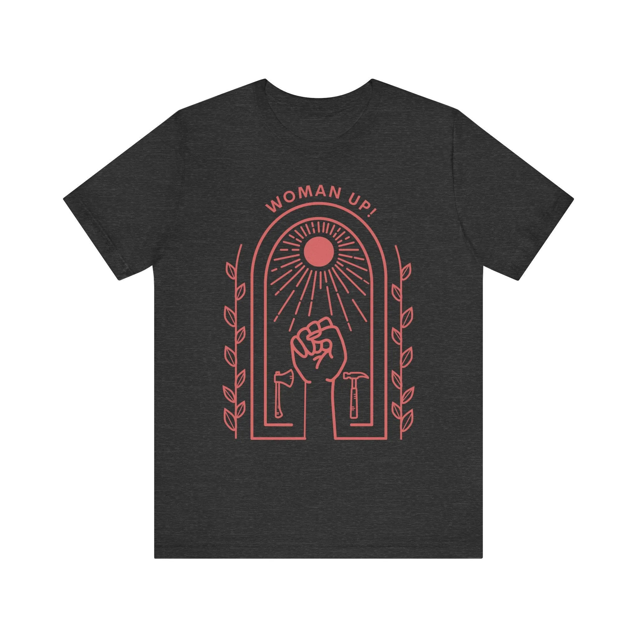 Woman Up T-Shirt for Women | Empowerment Graphic Tee with Raised Fist