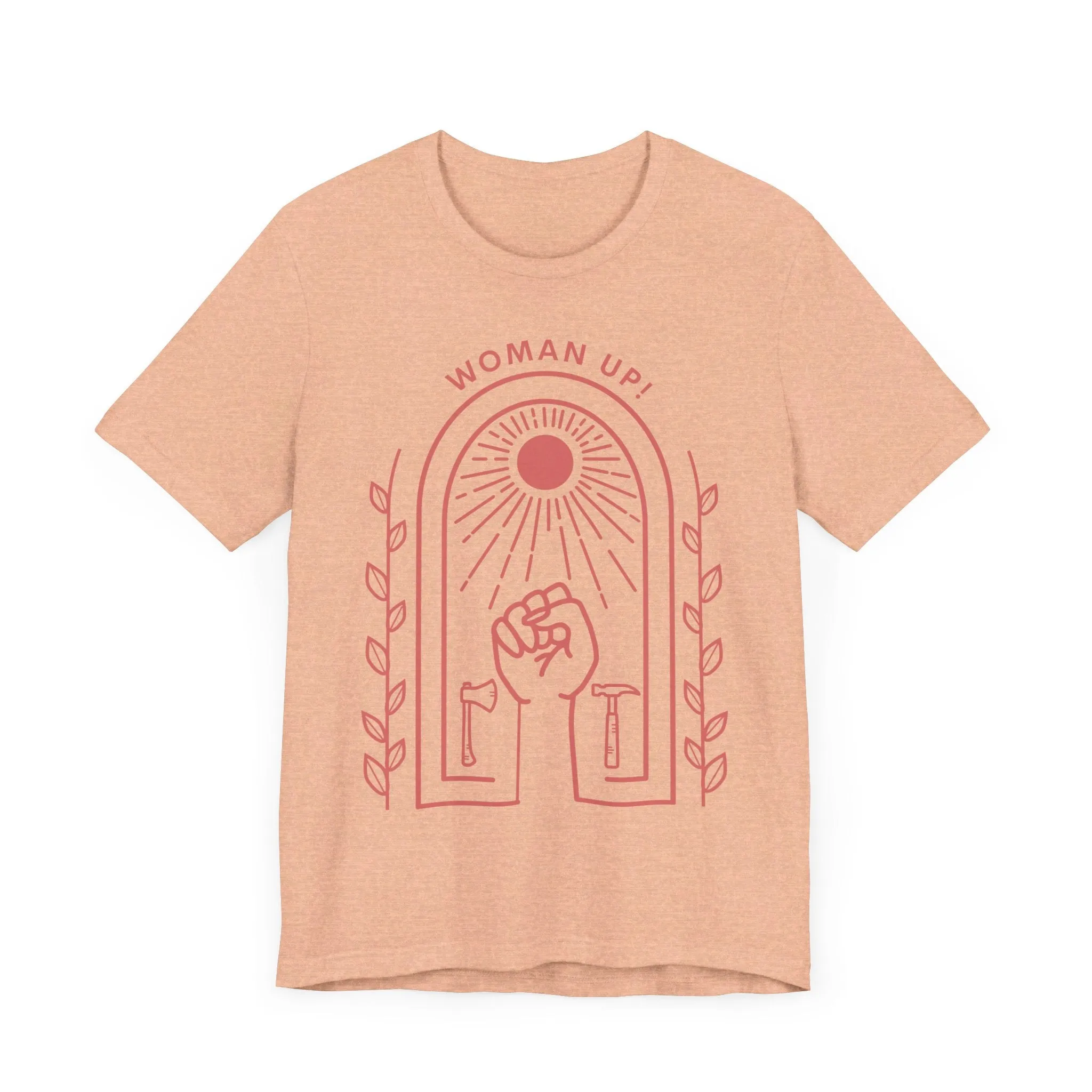 Woman Up T-Shirt for Women | Empowerment Graphic Tee with Raised Fist