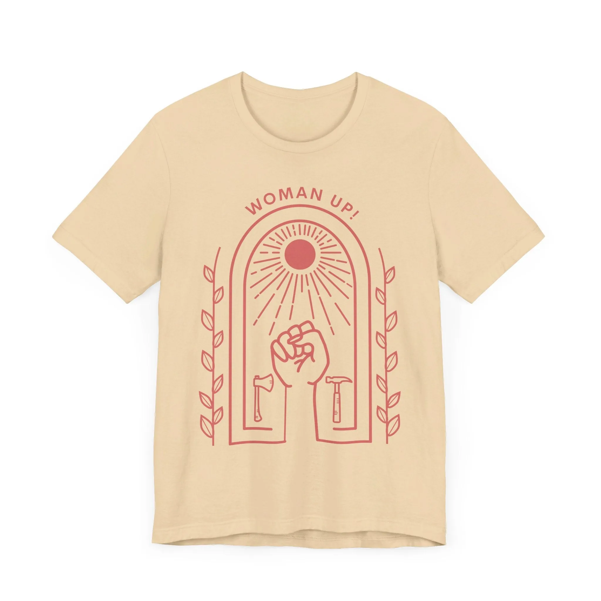 Woman Up T-Shirt for Women | Empowerment Graphic Tee with Raised Fist