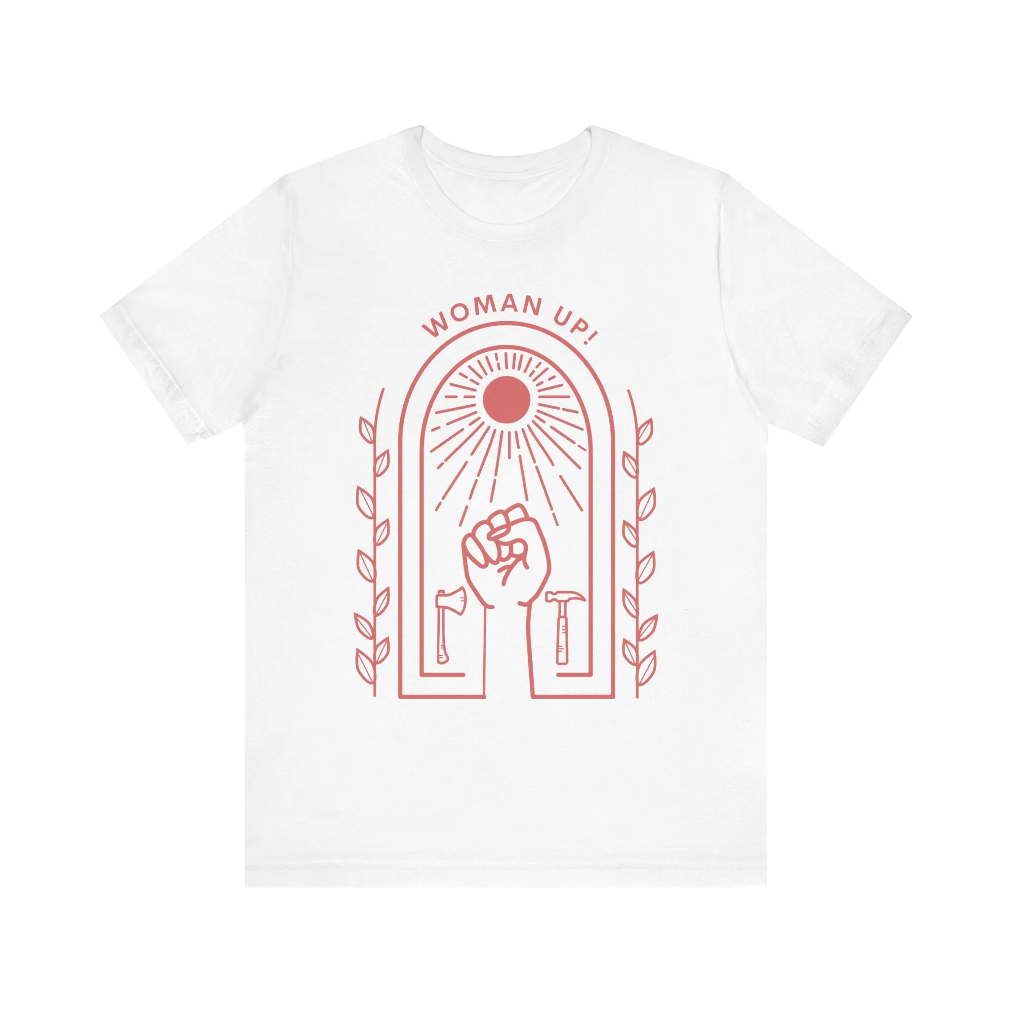 Woman Up T-Shirt for Women | Empowerment Graphic Tee with Raised Fist