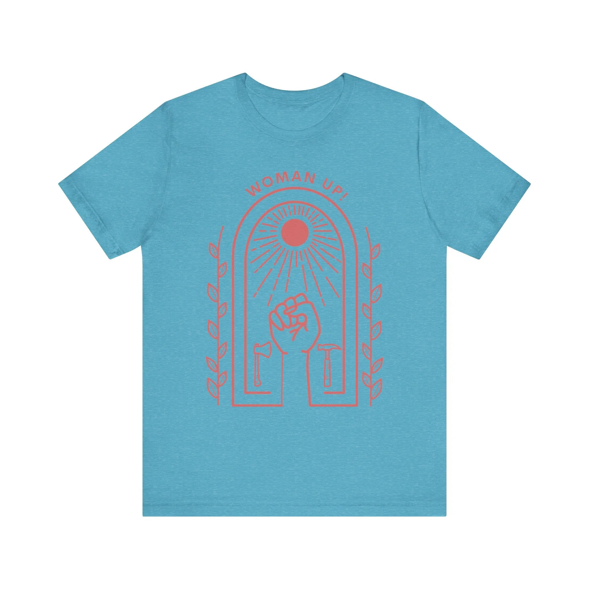 Woman Up T-Shirt for Women | Empowerment Graphic Tee with Raised Fist