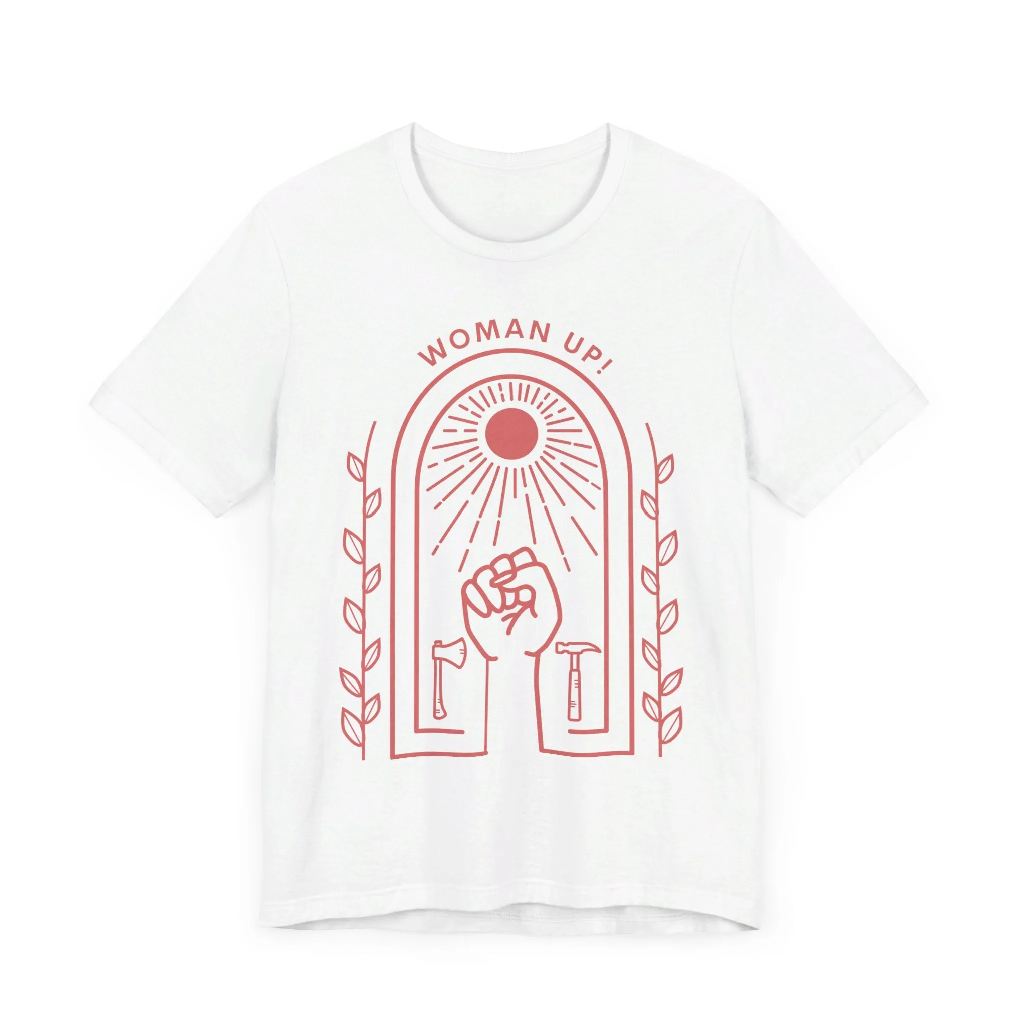 Woman Up T-Shirt for Women | Empowerment Graphic Tee with Raised Fist