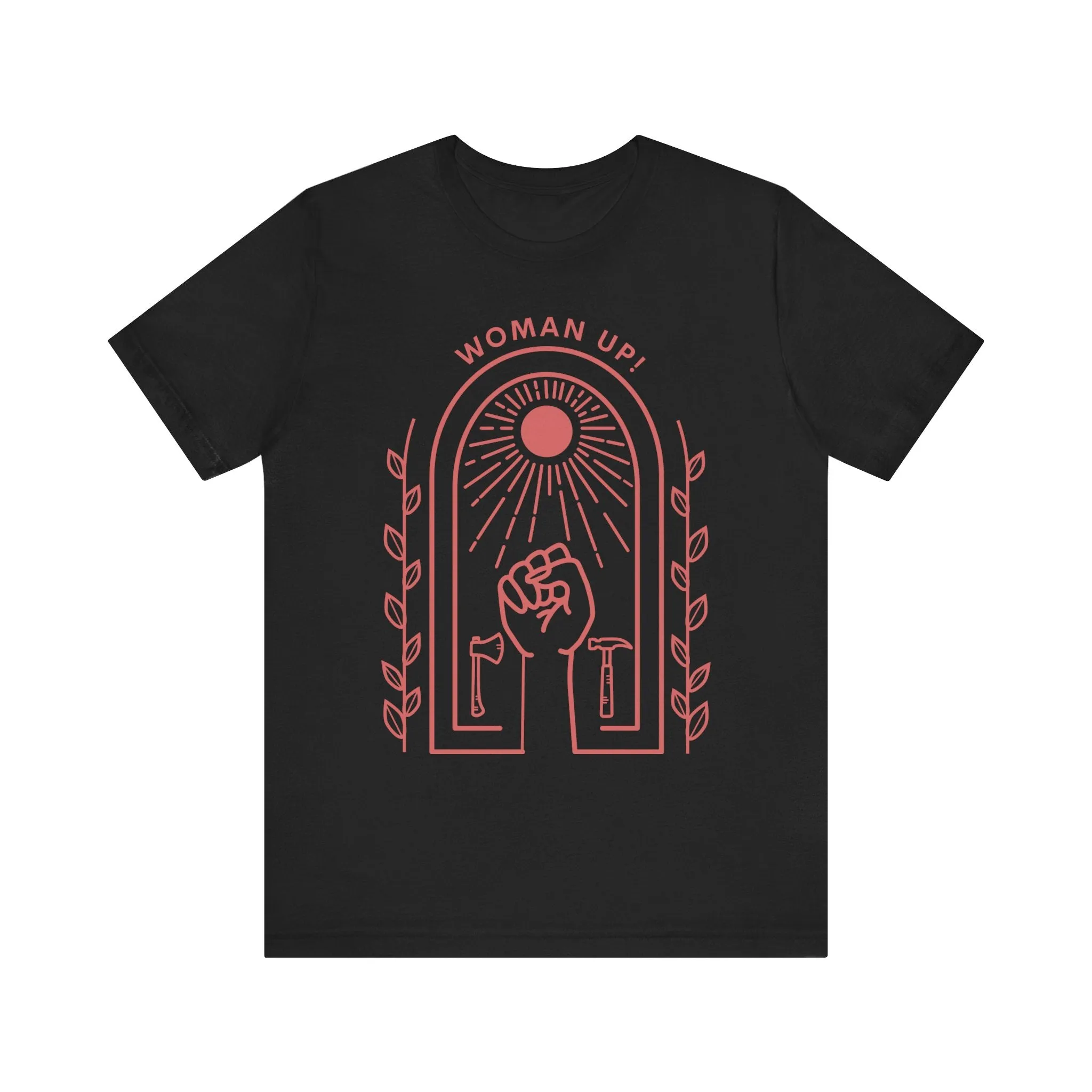 Woman Up T-Shirt for Women | Empowerment Graphic Tee with Raised Fist