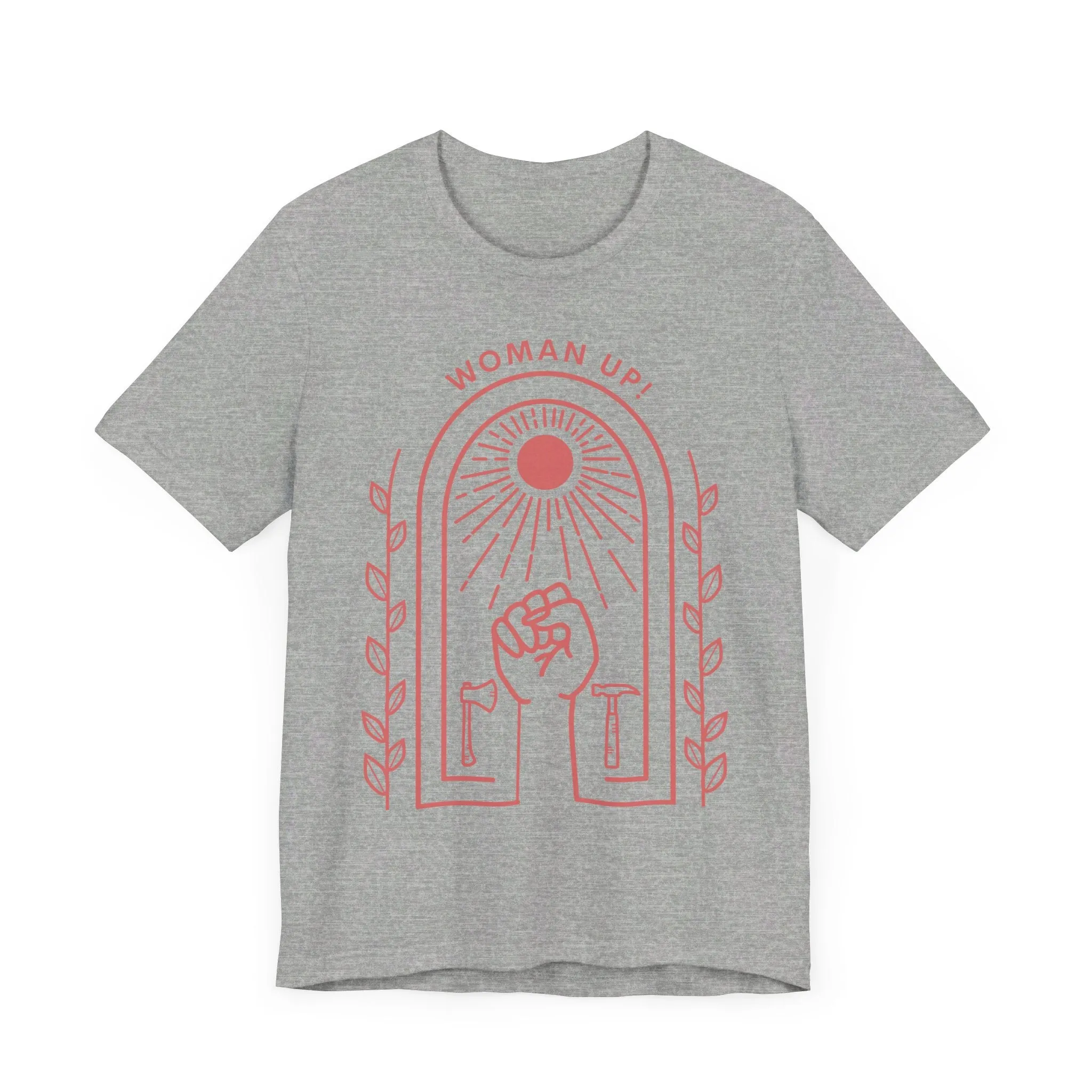Woman Up T-Shirt for Women | Empowerment Graphic Tee with Raised Fist