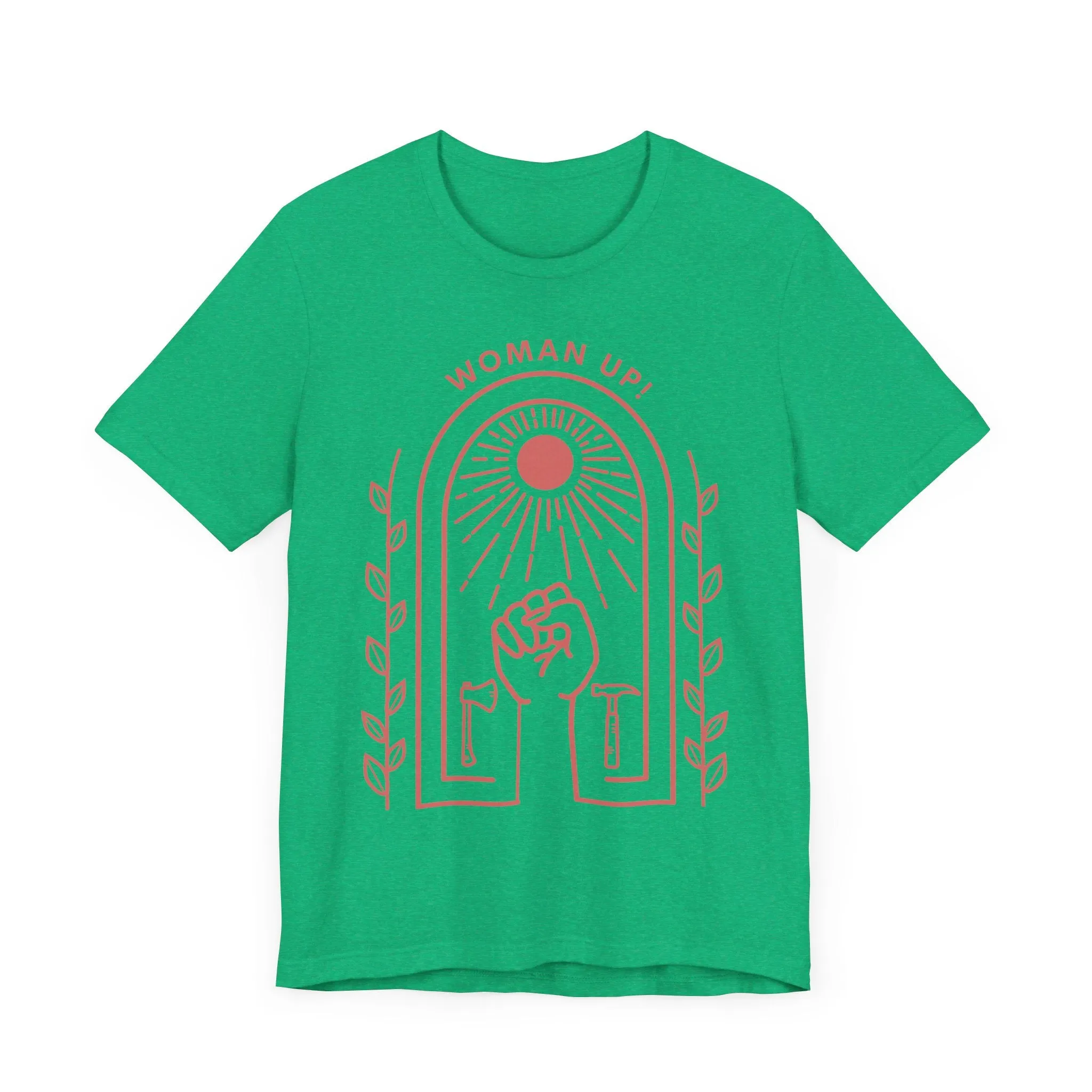 Woman Up T-Shirt for Women | Empowerment Graphic Tee with Raised Fist